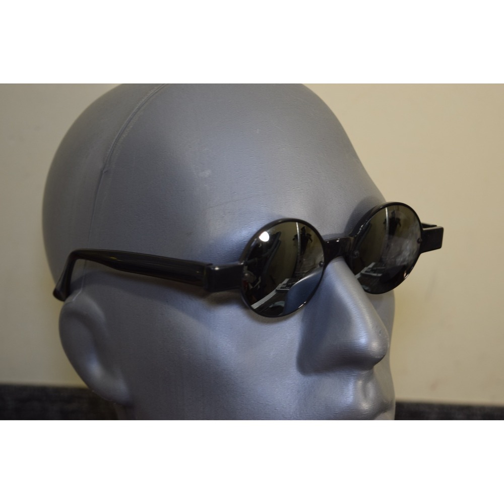 Vintage Round Black Acetate Sunglasses Bold Steampunk Retro Style Korea S127